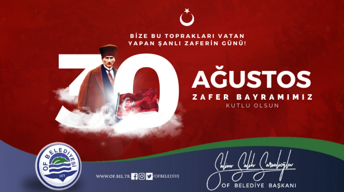 Başkan Sarıalioğlu'ndam Zafer Bayramı 103'üncü Yıl Dönümü Mesajı
