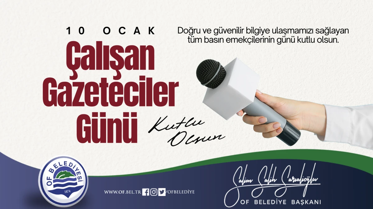 Başkan Sarıalioğlu'ndan "10 Ocak &Ccedil;alışan Gazeteciler G&uuml;n&uuml;" Mesajı