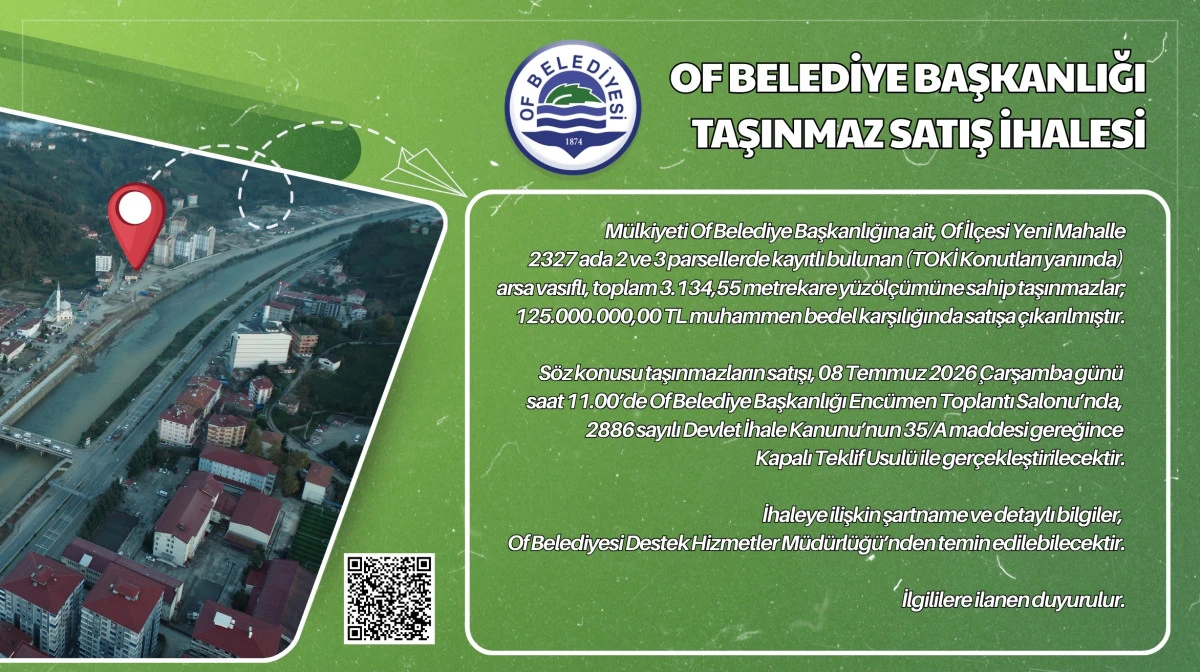 Of Belediyesi'nden Dev İhale: Yeni Mahalle'deki Konut Arsası 125 Milyon TL'ye Satışta!